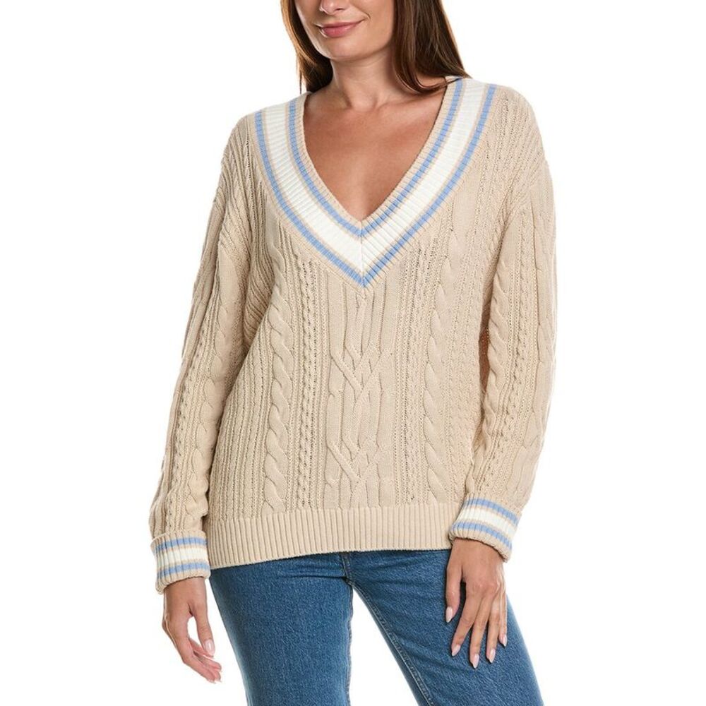 Wispr Womens  Chevron Stripe Silk-Blend Sweater
